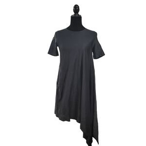 COS Gray Asymmetrical Short Sleeve Dress Crew Neck Black XS